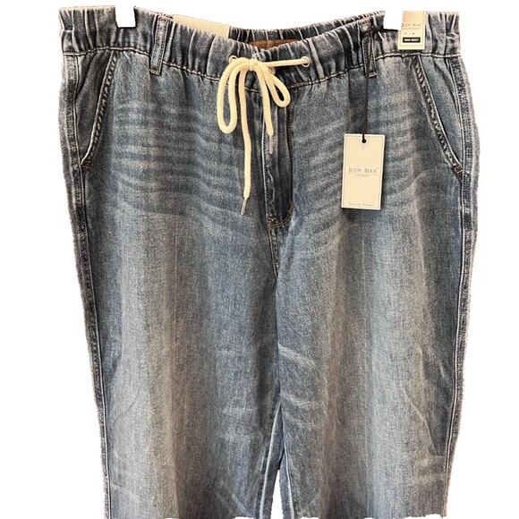 Judy Blue NEW Palazzo Wide Leg Jeans High Rise Elastic Waist JB881016 sz 15/32 - Picture 3 of 14